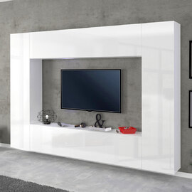 Mcrae LED Square High Glossy Entertainment Unit With 4 Doors In White