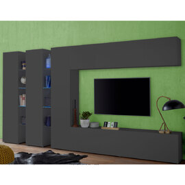 Mcrae LED Wooden Entertainment Unit With 5 Doors In Anthracite Oak