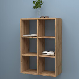 Mcrae Wooden Shelving Unit With 6 Shelves In Wotan Oak