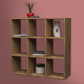 Mcrae Wooden Shelving Unit With 9 Shelves In Wotan Oak
