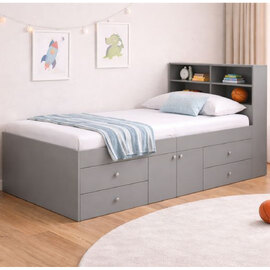Mattoon Wooden Single Cabin Bed In Grey