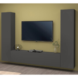 Mcrae Wooden U Shape Entertainment Unit With 3 Doors And LED In Anthracite