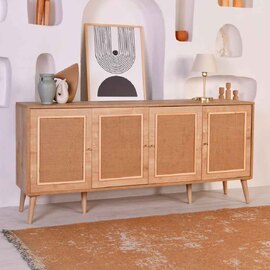 Meadow Wooden Sideboard with 4 Doors in Oak