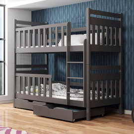 Meaford Wooden Bunk Bed With Foam Mattress In Graphite