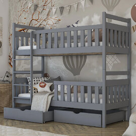 Meaford Wooden Bunk Bed With Foam Mattress In Matt Grey
