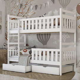 Meaford Wooden Bunk Bed With Foam Mattress In Matt White