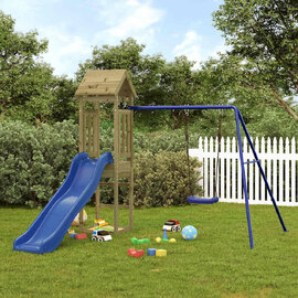 Medford Wooden Kids Playset With Swing In Dark Oak