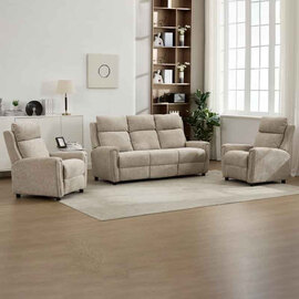 Medinah Fabric 3+1+1 Seater Sofa Set - Beige