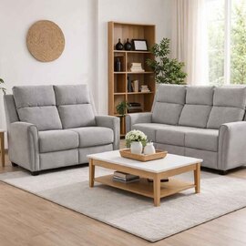 Medinah Fabric 3+2 Seater Sofa Set - Ash