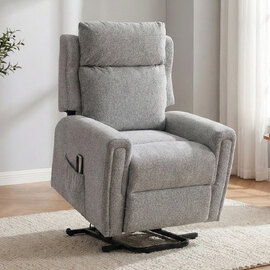 Medinah Fabric Dual Motor Lift Tilt Recliner Chair in Ash