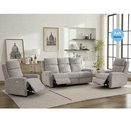 Medinah Fabric Electric 3+1+1 Seater Sofa Set - Ash