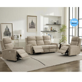 Medinah Fabric Electric 3+1+1 Seater Sofa Set - Beige