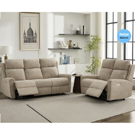 Medinah Fabric Electric 3+2 Seater Sofa Set - Beige