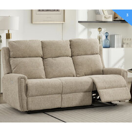 Medinah Fabric Electric 3 Seater Sofa - Beige