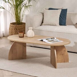 Melaro Wooden Oval Coffee Table in Sapphire Oak