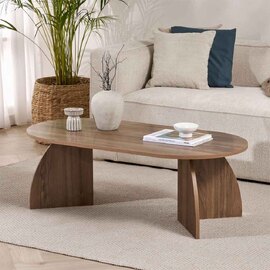 Melaro Wooden Oval Coffee Table in Walnut