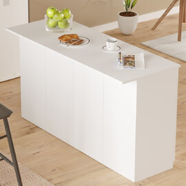 Meliora Wooden Kitchen Bar Table in White