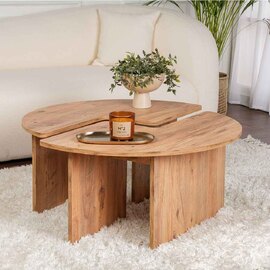 Melira Wooden Nest Of 2 Coffee Table in Atlantic Pine