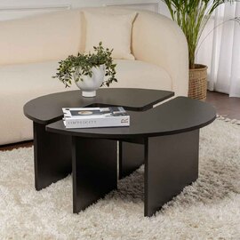 Melira Wooden Nest Of 2 Coffee Table in Black