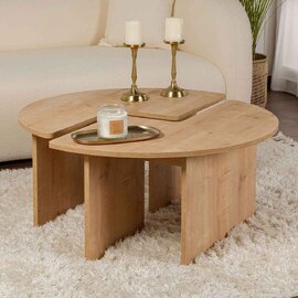 Melira Wooden Nest Of 2 Coffee Table in Oak