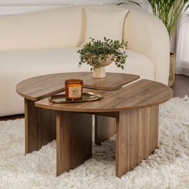 Melira Wooden Nest Of 2 Coffee Table in Walnut