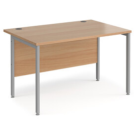 Melor 1200mm H-Frame Wooden Computer Desk In Beech And Silver