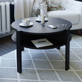 Melzio Round Wooden Coffee Table in Black