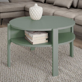 Melzio Round Wooden Coffee Table in Sage Green