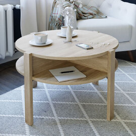 Melzio Round Wooden Coffee Table in Sonoma Oak
