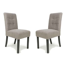 Mendoza Mocha Fabric Dining Chairs With Black Leg In Pair