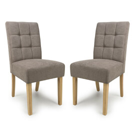 Mendoza Light Brown Fabric Dining Chairs With Natural Legs In Pair