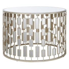 Menkalinan Large Round Glass Top Side Table With Silver Frame
