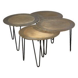 Menkent Metal Set Of 4 Coffee Tables In Antique Brass