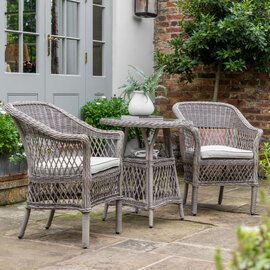 Menot Poly Rattan Bistro Set With Round Table In Stone