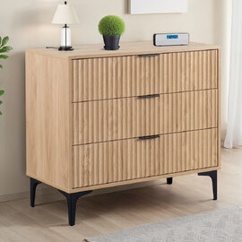 Merano Wooden Chest Of 3 Drawers in Oak and Black
