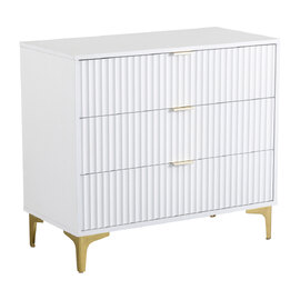 Merano Wooden Chest Of 3 Drawers in White and Gold
