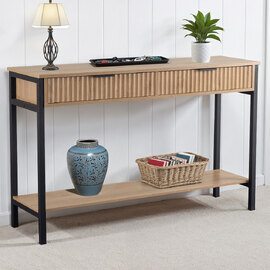 Merano Wooden Console Table with 2 Drawers in Oak and Black