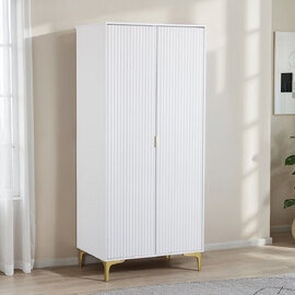 Merano Wooden Wardrobe with 2 Doors in White and Gold