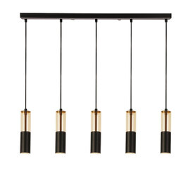 Merrygold 5 Light Amber Acrylic Bar Pendant Light In Black