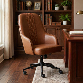 Mertan PU Leather Home and Office Chair in Tan