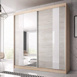 Mesa 183cm Mirrored Wardrobe And 2 Sliding Doors In Sonoma Oak