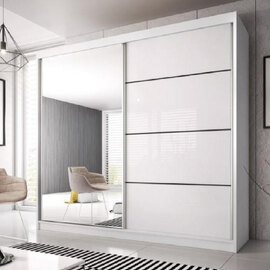 Mesa 183cm Mirrored Wardrobe And 2 Sliding Doors In White Gloss