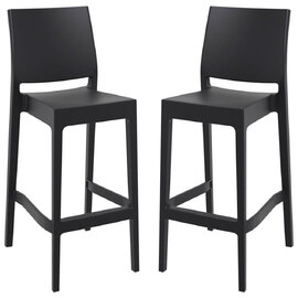 Mesa Black Polypropylene Bar Stools With Glass Fiber In Pair