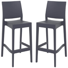 Mesa Dark Grey Polypropylene Bar Stools With Glass Fiber In Pair