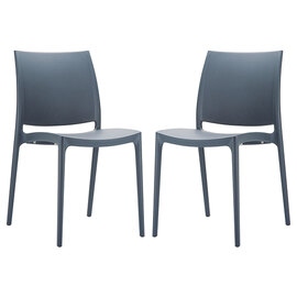 Mesa Dark Grey Polypropylene Dining Chairs In Pair