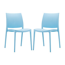 Mesa Light Blue Polypropylene Dining Chairs In Pair