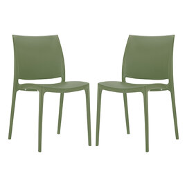 Mesa Olive Green Polypropylene Dining Chairs In Pair