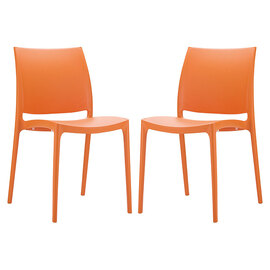 Mesa Orange Polypropylene Dining Chairs In Pair