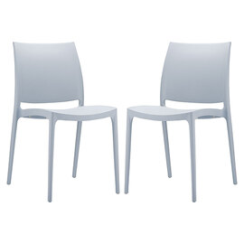 Mesa Silver Grey Polypropylene Dining Chairs In Pair
