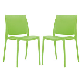 Mesa Tropical Green Polypropylene Dining Chairs In Pair